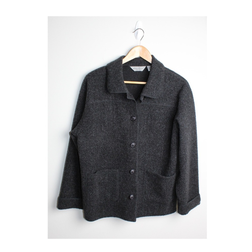 Eddie‎ Bauer Womens Size M Sweater Jacket Gray With Pockets